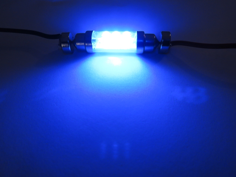 Led buislamp blauw 42mm 24V, 1 stuk