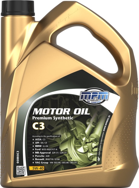 Motorolie Premium synthetic C3, 5 liter