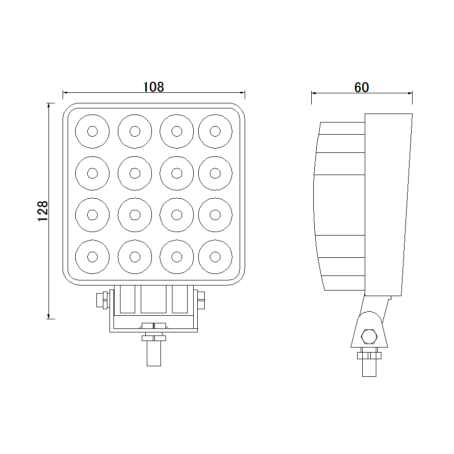 Werklamp 16 LED'S 2000 lumen 24W 12/24V
