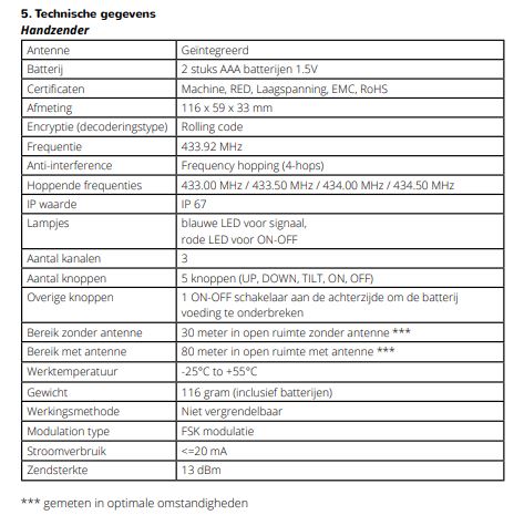 Haco Laadklepbediening radiografisch 3-knops voor Dhollandia klep 