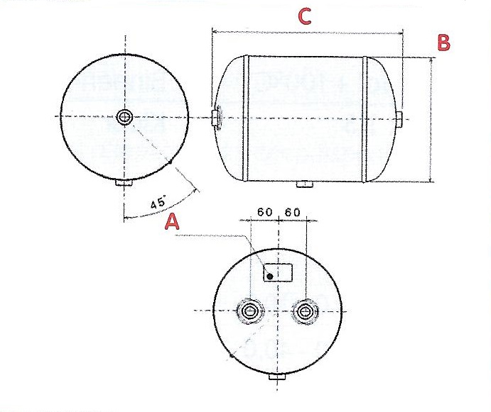 Luchtketel staal 15 liter 206 x 527 mm