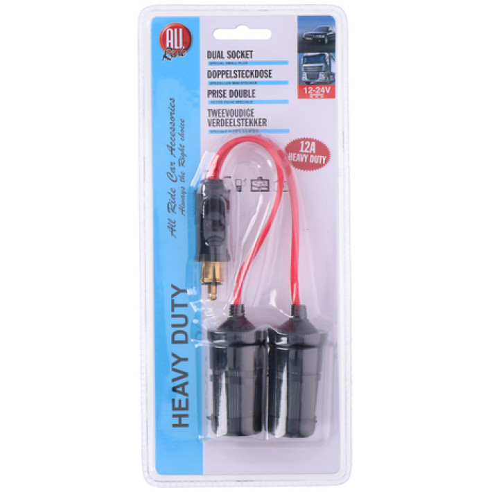 Verlengkabel plug met duo stekkerdoos 12A 12/24V