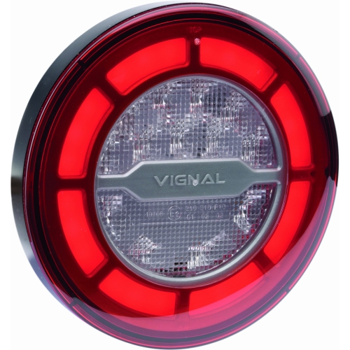 Achterlicht LED 140mm rond 24V met achteruitrijlamp en mistlicht voor Schmitz trailer LCR19 Vignal