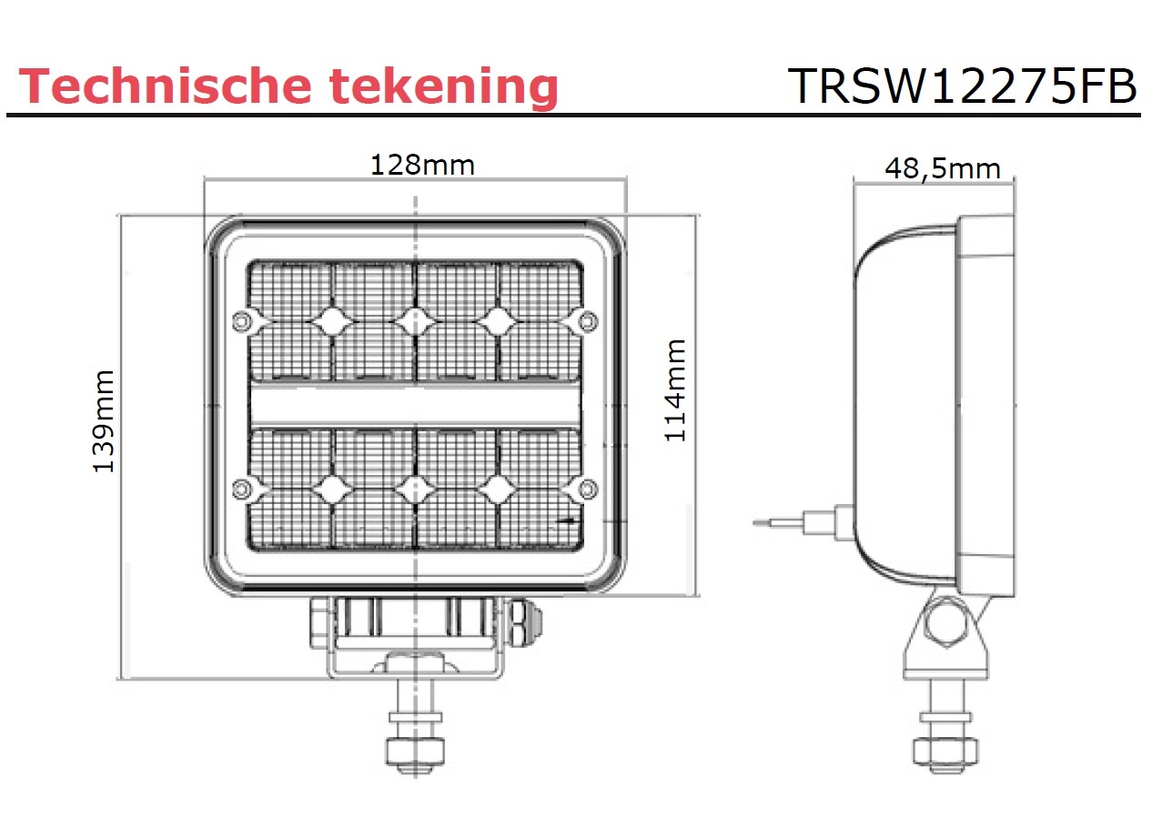 Werklamp Tralert 16 led 2272 lumen 24W 12/24V