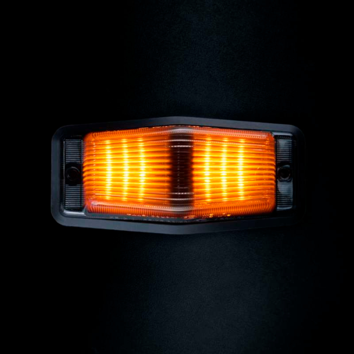 LED dubbelbrander met flitser 12/24V smoke zwart Strands wit/oranje 