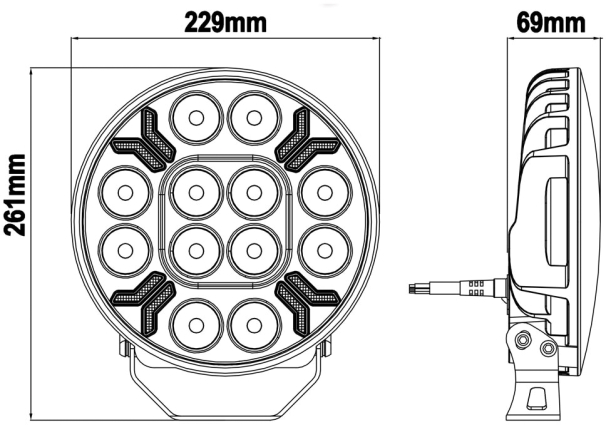 Verstraler Ypsilon 12LED amber/wit met amber flitser 