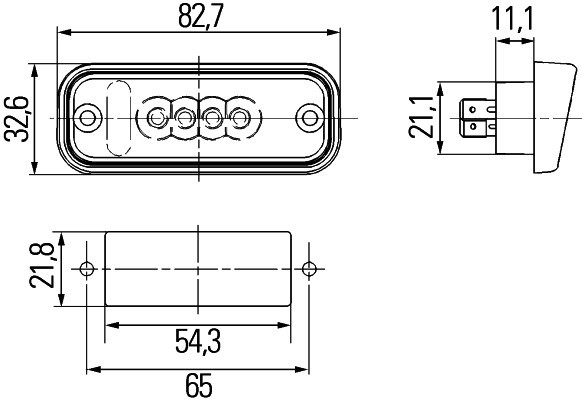 Kentekenlamp Hella inbouw led 24V