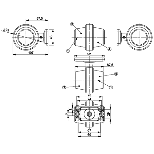 Pendellamp Tralert LED kort koud wit/rood helder 12/24V 