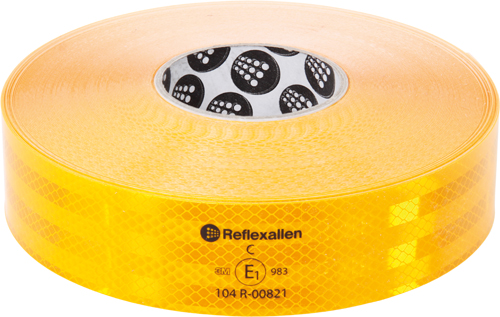 Reflectietape Reflexallen geseald geel 50 mm hard, rol a 50 M