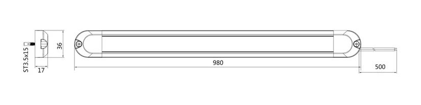 Binnenverlichting led langwerpig met motion sensor 98cm 12/24V