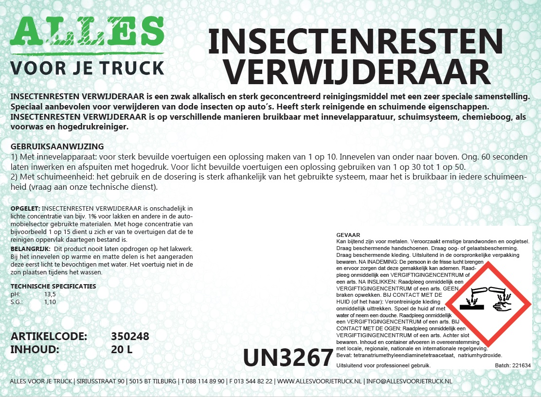 Insectenverwijderaar AVJT Insectenrestenverwijderaar, 20 ltr