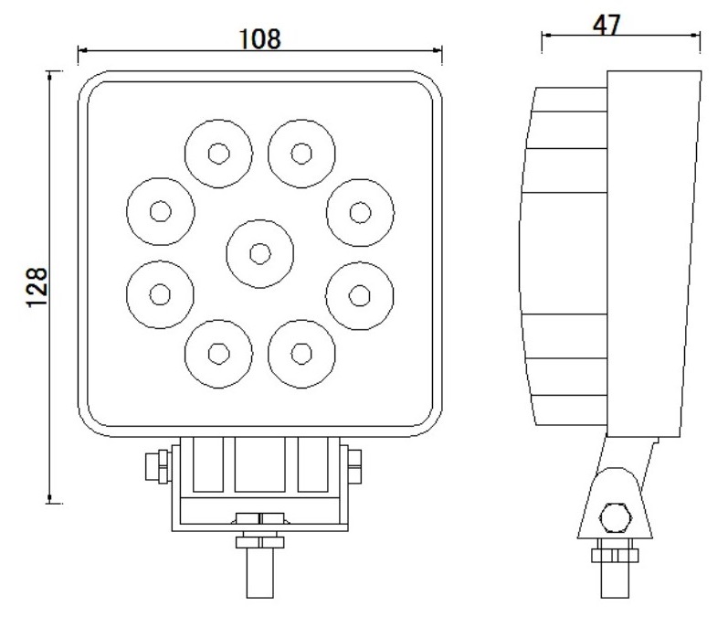 Werklamp 9 led 2200 lumen 27W 12/24V