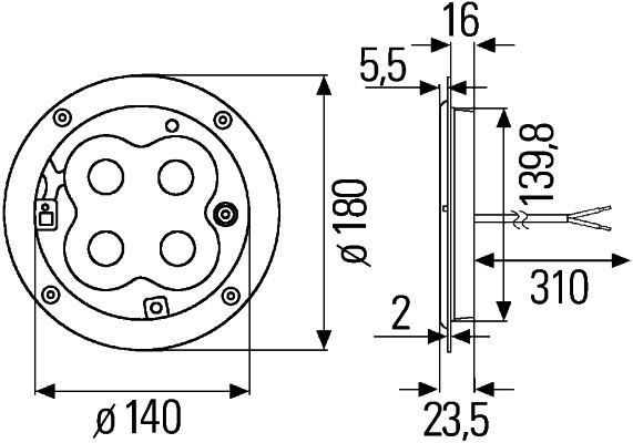 Binnenverlichting Hella plafonniere led 12/24V