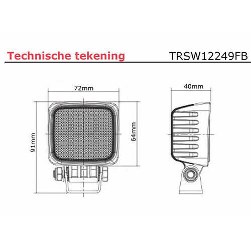 Werklamp Tralert led mini 12W 1000 lumen 12/24V