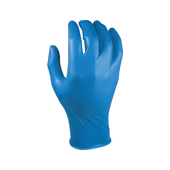 Werkhandschoen M-Safe Grippaz Nitril blauw, dispencer a 50 st