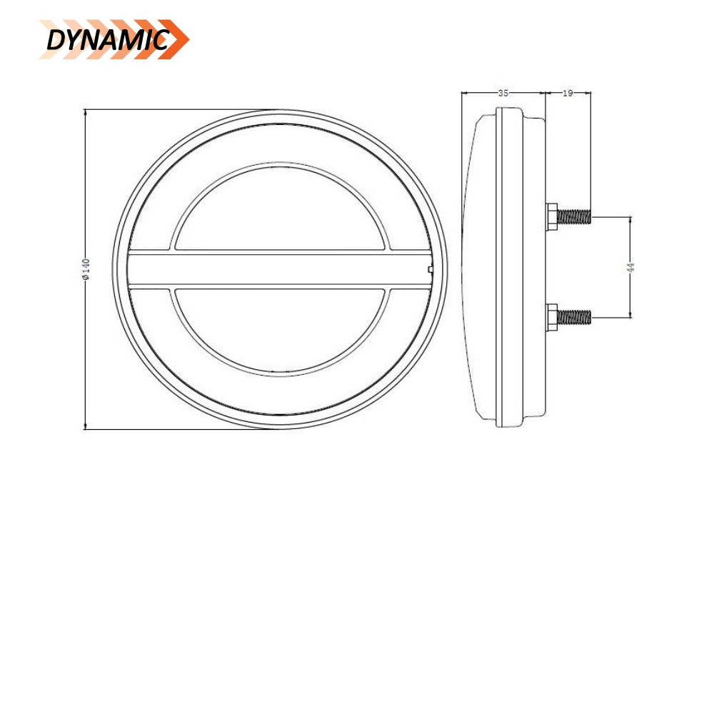 Achterlicht hamburger LED Ø140 mm dynamic rechts 12/24V