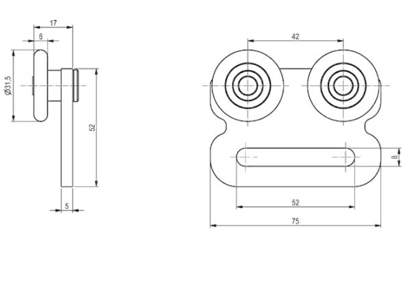 Schuifzeil runner met clip Edscha / Sesam 10 stuks
