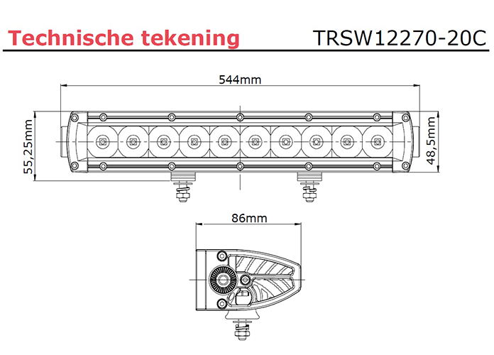 Verstraler lightbar 9960 lumen 100W 10-30V