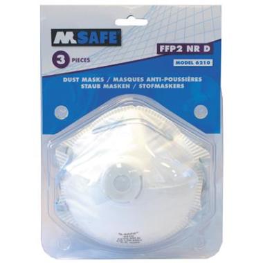 Stofmasker M-safe FFP2 met uitademventiel, 3 stuks