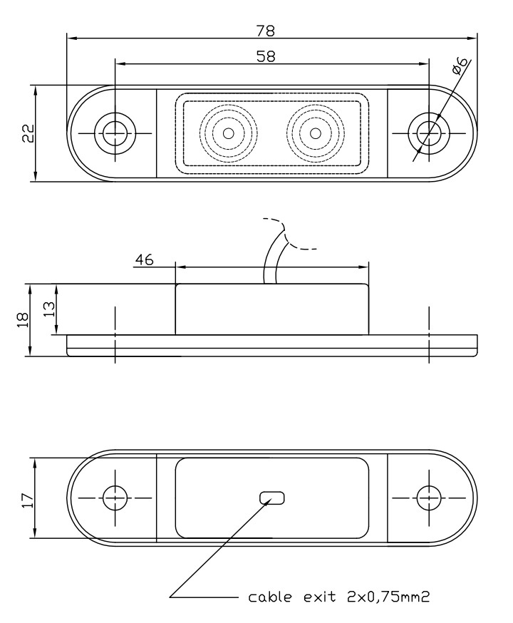 LED Markeringslamp wit Fristom 12/24V