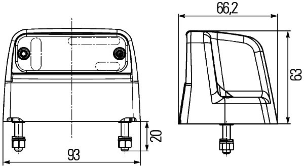 Kentekenlamp Hella wit huis opbouw led 12/24V