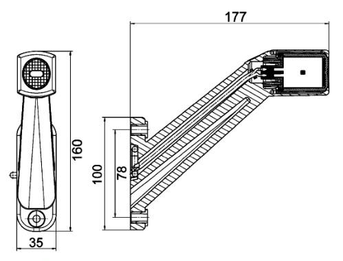 Pendellamp schuin led links Hella 12/24V