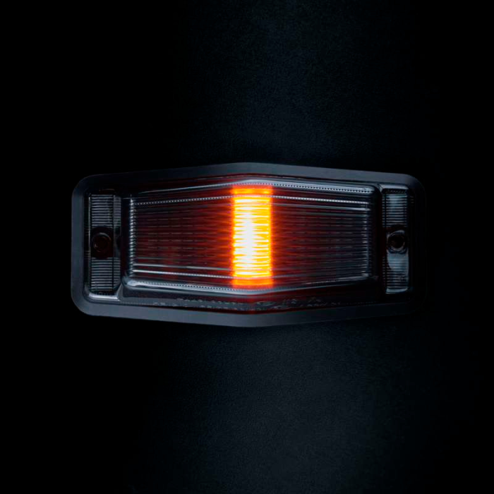 LED dubbelbrander met flitser 12/24V smoke zwart Strands wit/oranje 