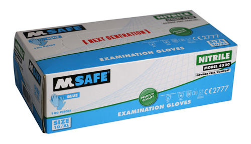 Werkhandschoen M-safe Nitril blauw, dispencer a 100 st