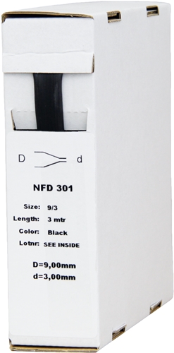 Krimpkous met lijmlaag zwart 9/3 mm lengte 3 meter