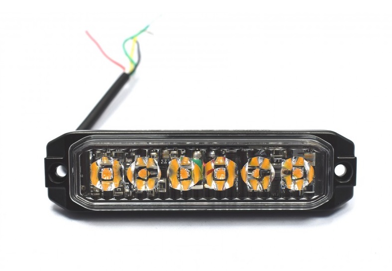 Flitser extra dun oranje 6 led 12/24V