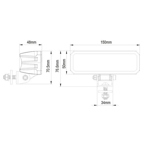 Werklamp sterk Tralert led R23 achteruitrij 24W 2600 lumen 12/24V