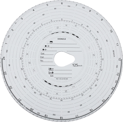 Tachograafschijven VDO / Kienzle 125 KM 100 stuks