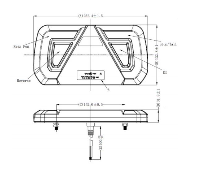 Achterlicht LED aanhangwagen E-keur 12/24V Links