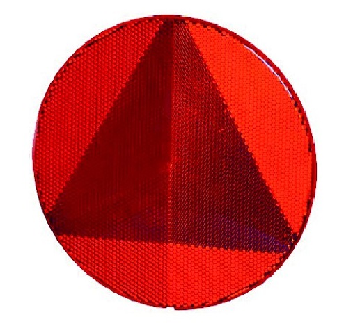 Reflector rond met driehoek rood