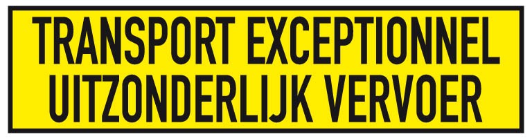 Transport exceptionel/uitzonderlijk vervoer geel bord