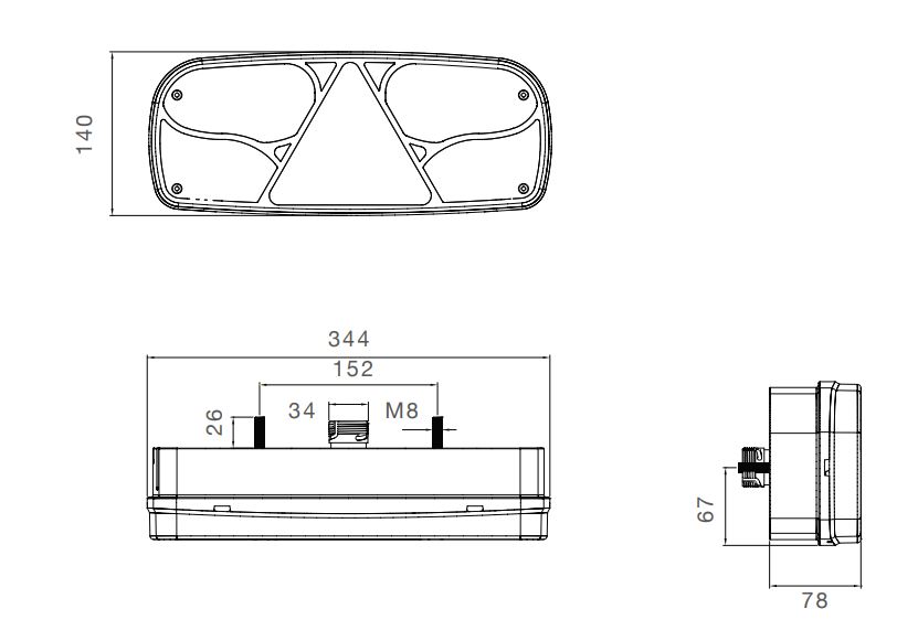 Achterlicht Ecopoint 1 LED Aspock 24V rechts