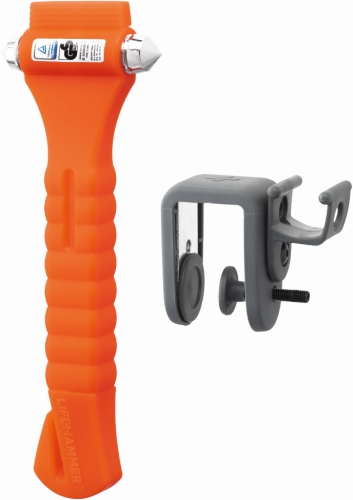 Lifehammer veiligheidshamer oranje  met houder