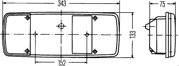 Achterlicht Hella dubbel gloeilamp syst. rechts 12/24V