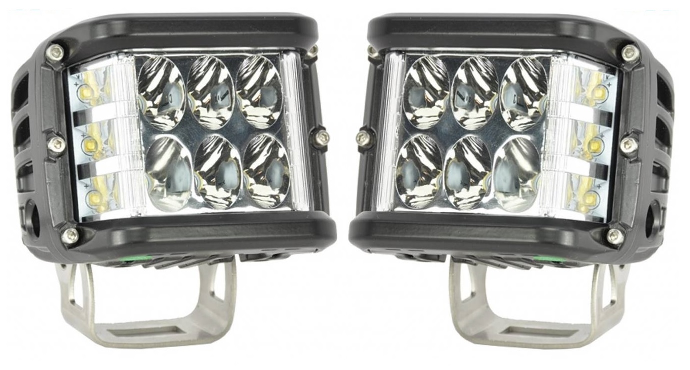 Werklamp led L0061 45W met side shooters 12/24V, set 2 stuks