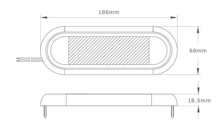 Binnenverlichting led ovaal met touch-schakelaar 18cm 12/24V