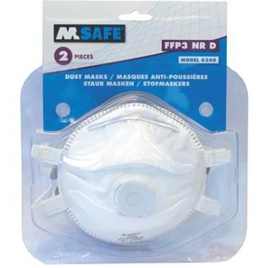 Stofmasker M-safe FFP3 met uitademventiel, 2 stuks