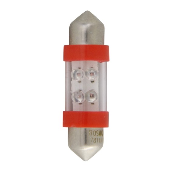 Led buislamp Aspock rood 36 mm 24V, 2 stuks