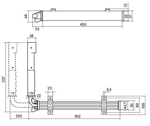 Deurvastzetter aluminium onderbouw