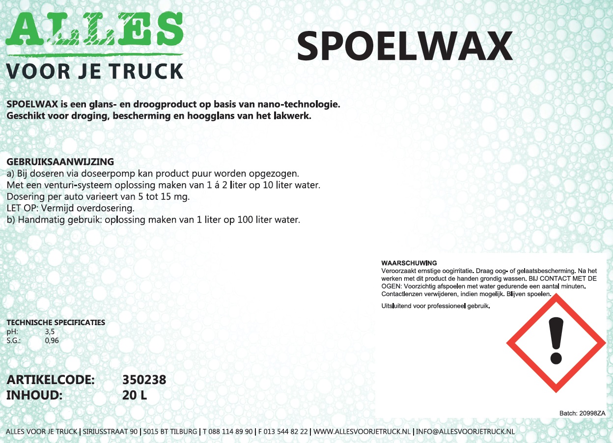 Spoel wax AVJT Spoelwax, 20 ltr