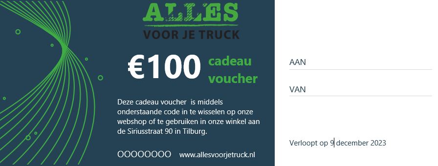 Alles voor je Truck Cadeau Voucher € 100,-