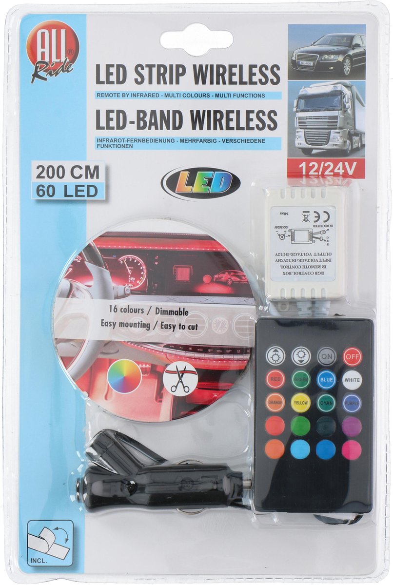 Ledstrip draadloos multi-color 200CM 12/24V
