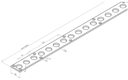 Bindrail plat vloermontage aluminium