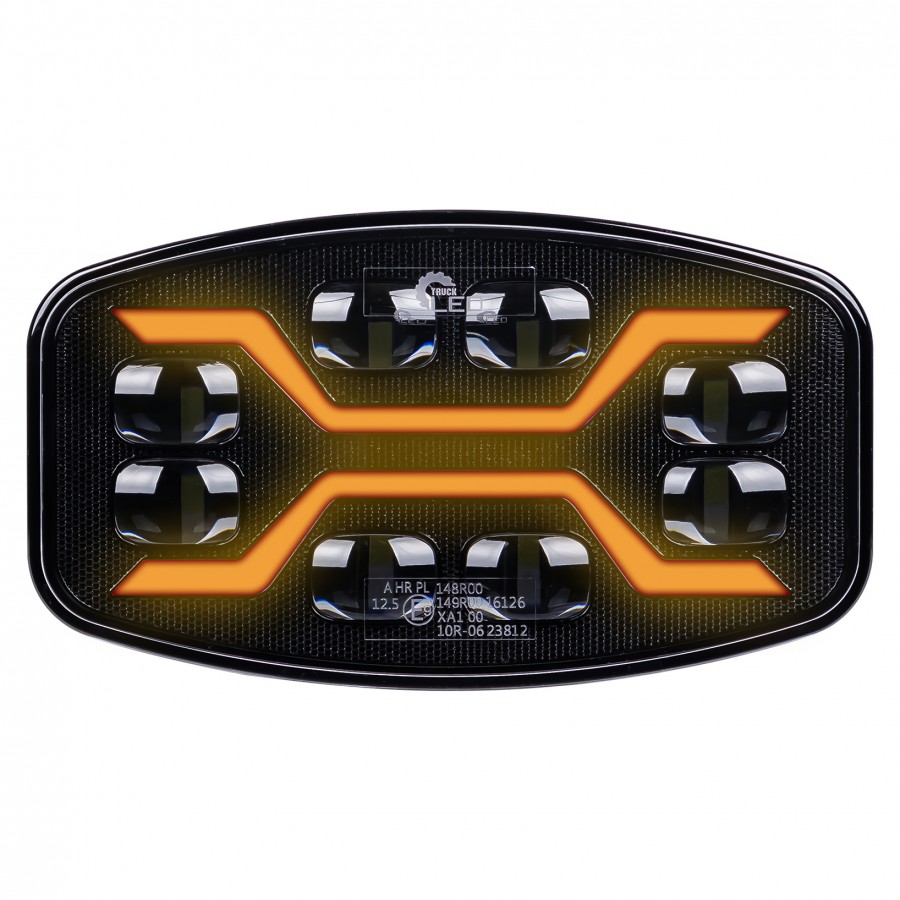 Verstraler LED X-spider 12V/24V met DRL wit en flitser oranje