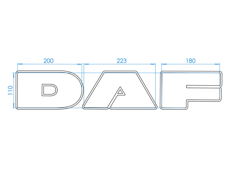 Verlichte DAF letters IP65 in LED diverse kleuren