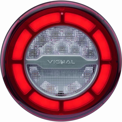Achterlicht LED 140mm rond 24V met achteruitrijlamp en mistlicht voor Schmitz trailer LCR19 Vignal